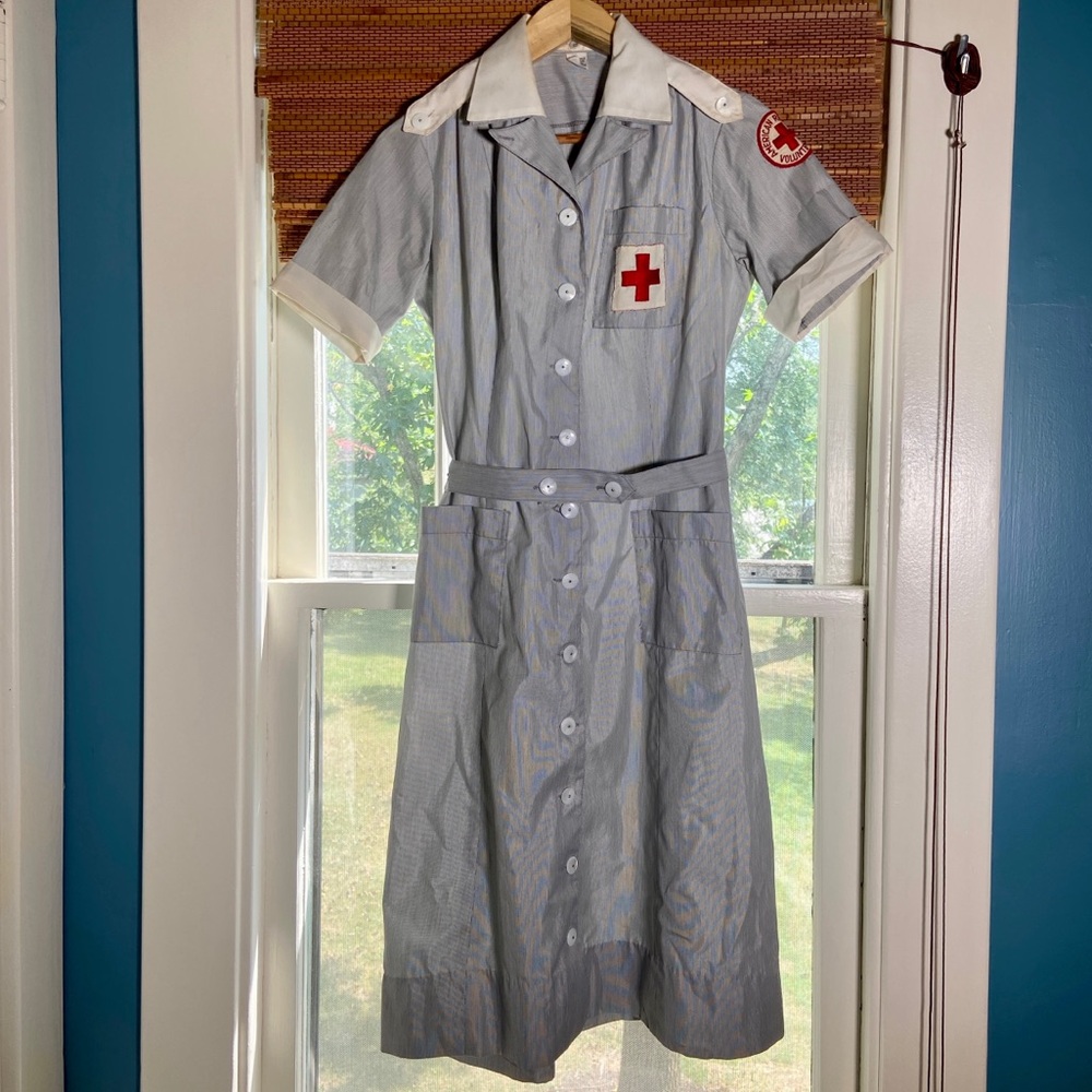 WWII Era 1940s Vintage Red Cross Nurse Uniform